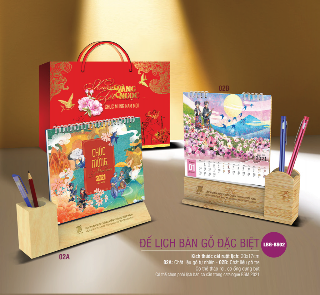 đế lịch để bàn bằng gỗ