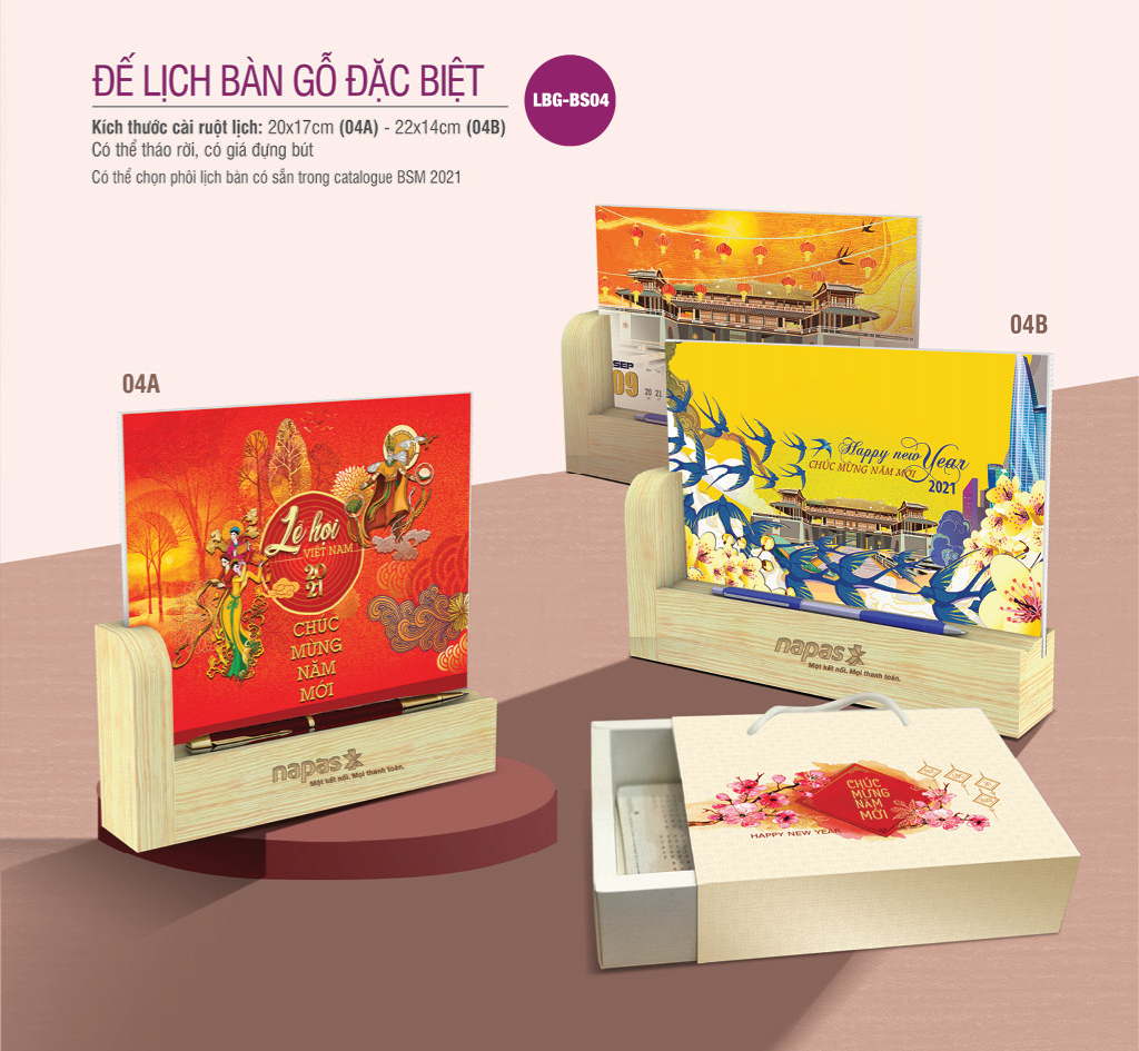 lịch bàn gỗ